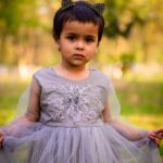 Grey With Net Embroidery Party dress