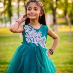 Green with Silver Combination Tail Frock