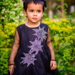 Black wedding dress with Silver Flower Motifs