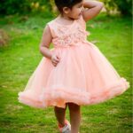 Peach Rose Party Wear Dress