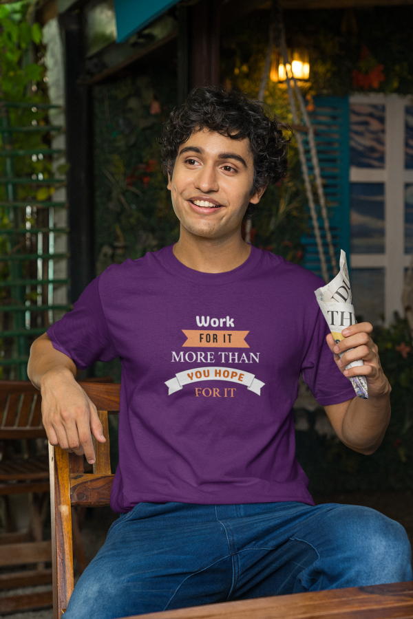 💪 "Work For It" Motivational Polyester Tee – Purple Drive Edition - Image 2