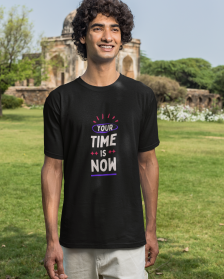 ⏰ “Your Time Is Now” – Premium Motivational Polyester Tee